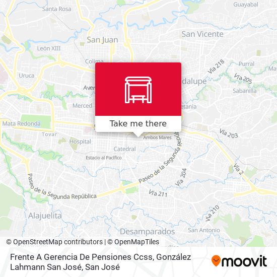 Mapa de Frente A Gerencia De Pensiones Ccss, González Lahmann San José