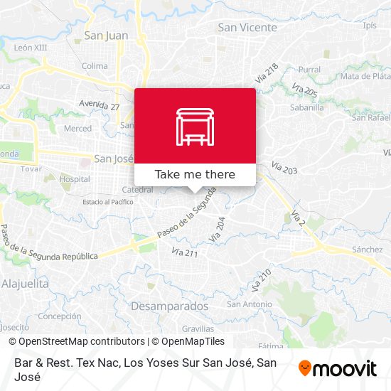 Bar & Rest. Tex Nac, Los Yoses Sur San José map