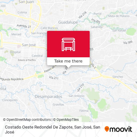 Costado Oeste Redondel De Zapote, San José map