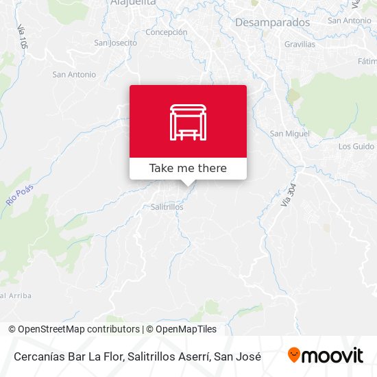Mapa de Cercanías Bar La Flor, Salitrillos Aserrí