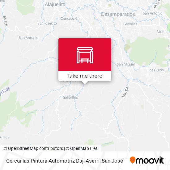 Mapa de Cercanías Pintura Automotriz Dsj, Aserrí
