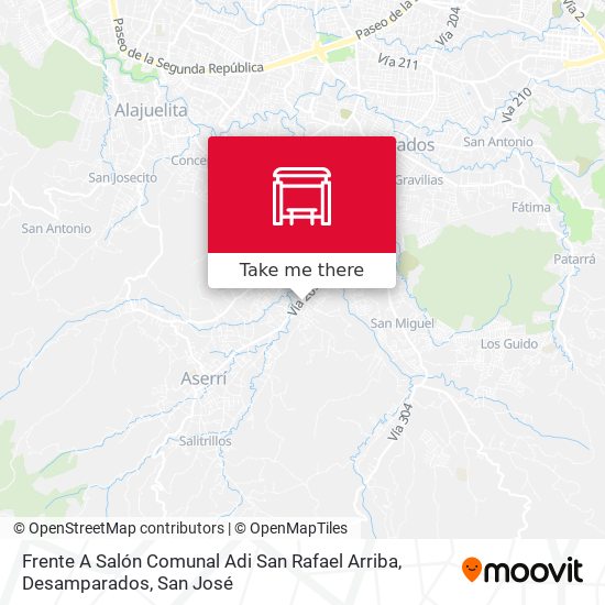 Frente A Salón Comunal Adi San Rafael Arriba, Desamparados map