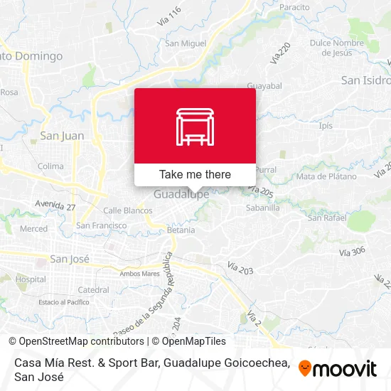 Mapa de Casa Mía Rest. & Sport Bar, Guadalupe Goicoechea