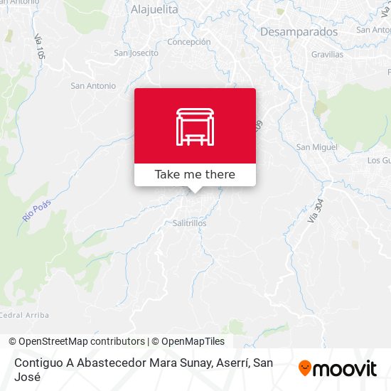 Mapa de Contiguo A Abastecedor Mara Sunay, Aserrí