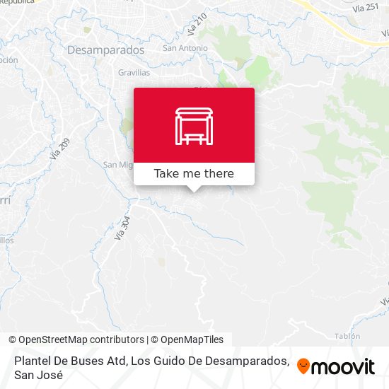 Mapa de Plantel De Buses Atd, Los Guido De Desamparados