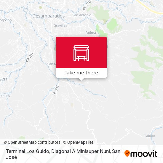 Mapa de Terminal Los Guido, Diagonal A Minisuper Nuni