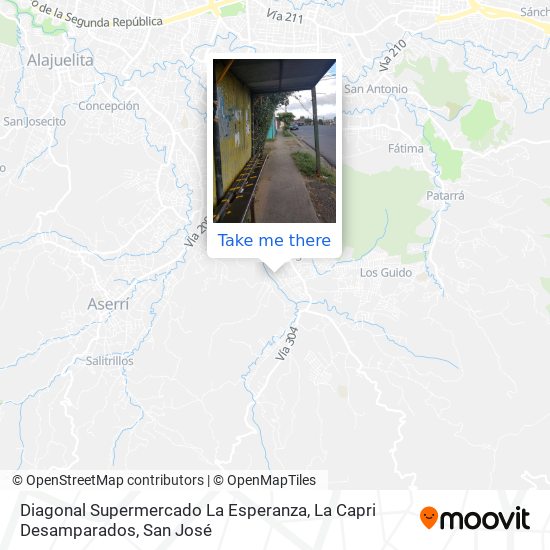 Diagonal Supermercado La Esperanza, La Capri Desamparados map