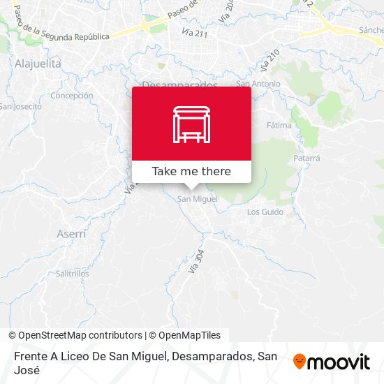 Mapa de Frente A Liceo De San Miguel, Desamparados