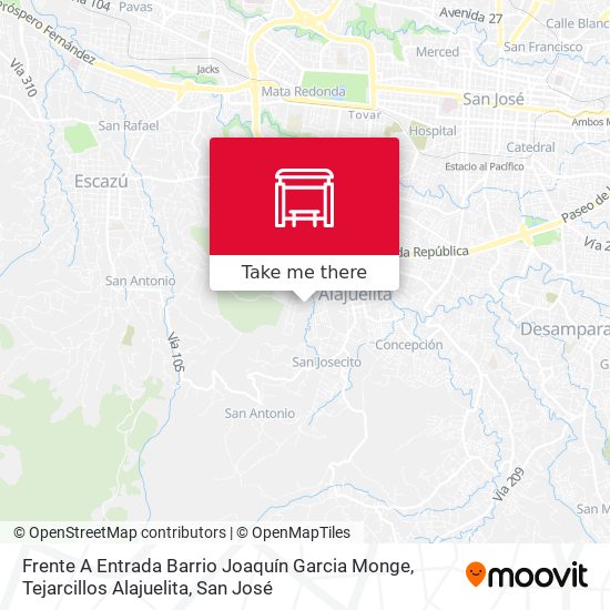 Frente A Entrada Barrio Joaquín Garcia Monge, Tejarcillos Alajuelita map