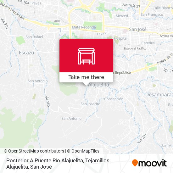 Posterior A Puente Río Alajuelita, Tejarcillos Alajuelita map