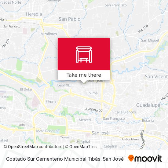 Mapa de Costado Sur Cementerio Municipal Tibás