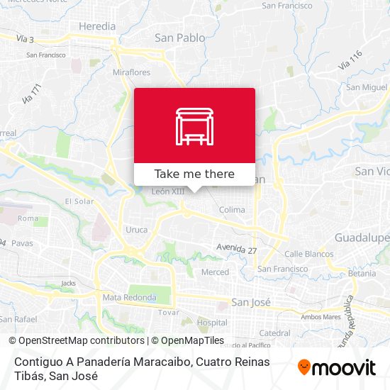 Contiguo A Panadería Maracaibo, Cuatro Reinas Tibás map