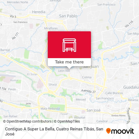 Contiguo A Super La Bella, Cuatro Reinas Tibás map