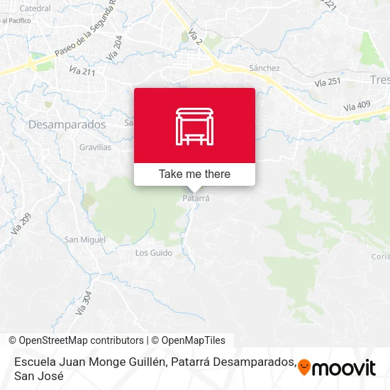 Mapa de Escuela Juan Monge Guillén, Patarrá Desamparados
