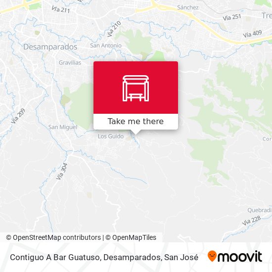 Mapa de Contiguo A Bar Guatuso, Desamparados