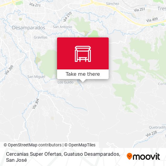 Mapa de Cercanías Super Ofertas, Guatuso Desamparados