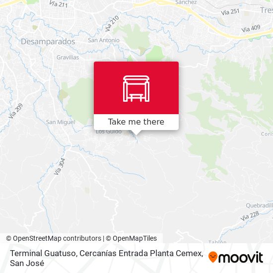 Terminal Guatuso, Cercanías Entrada Planta Cemex map
