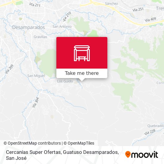 Cercanías Super Ofertas, Guatuso Desamparados map