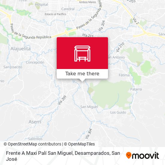 Frente A Maxi Palí San Miguel, Desamparados map