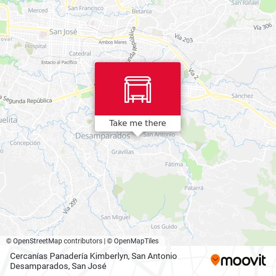 Mapa de Cercanías Panadería Kimberlyn, San Antonio Desamparados