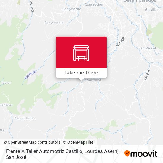 Mapa de Frente A Taller Automotriz Castillo, Lourdes Aserrí