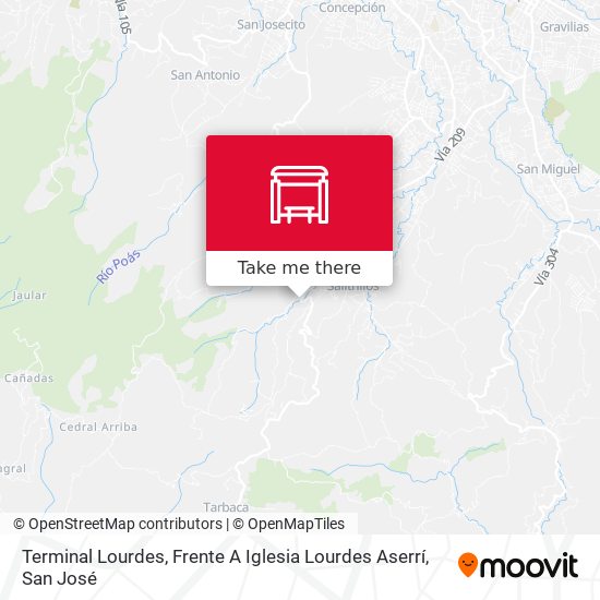 Mapa de Terminal Lourdes, Frente A Iglesia Lourdes Aserrí