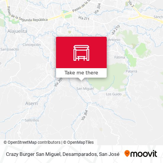 Mapa de Crazy Burger San Miguel, Desamparados