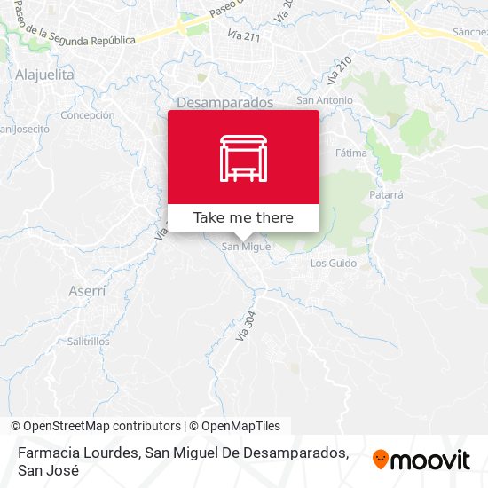 Mapa de Farmacia Lourdes, San Miguel De Desamparados