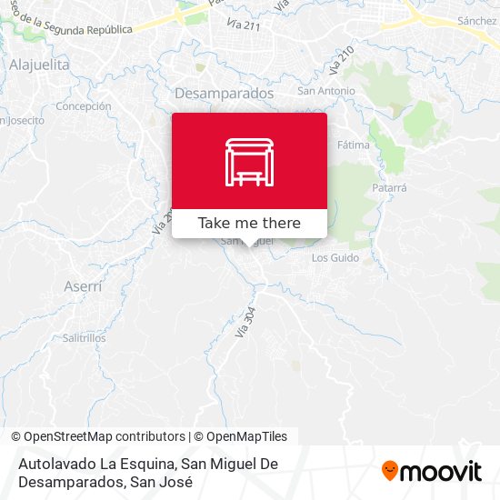 Mapa de Autolavado La Esquina, San Miguel De Desamparados
