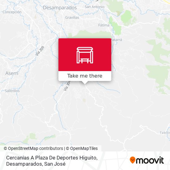 Mapa de Cercanías A Plaza De Deportes Higuito, Desamparados