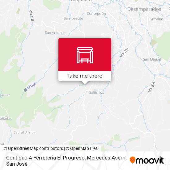 Contiguo A Ferreteria El Progreso, Mercedes Aserrí map