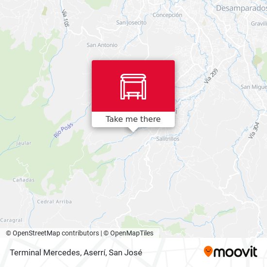 Mapa de Terminal Mercedes, Aserrí