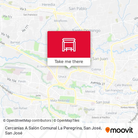 Mapa de Cercanías A Salón Comunal La Peregrina, San José