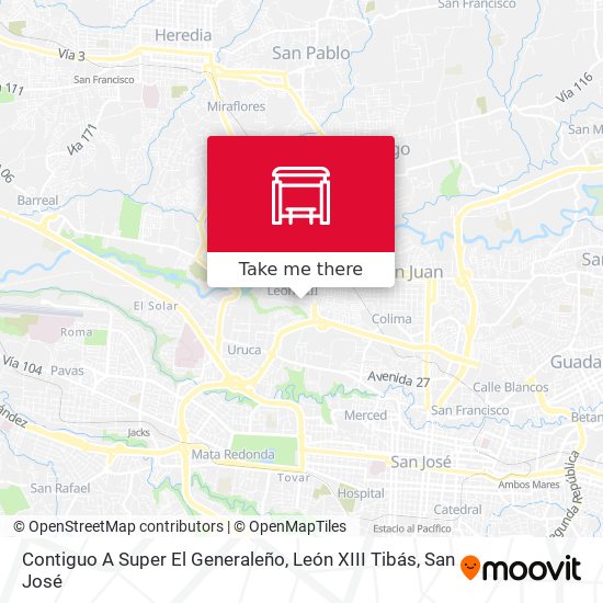 Mapa de Contiguo A Super El Generaleño, León XIII Tibás