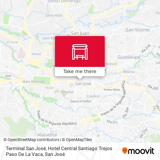 Terminal San José, Hotel Central Santiago Trejos Paso De La Vaca map