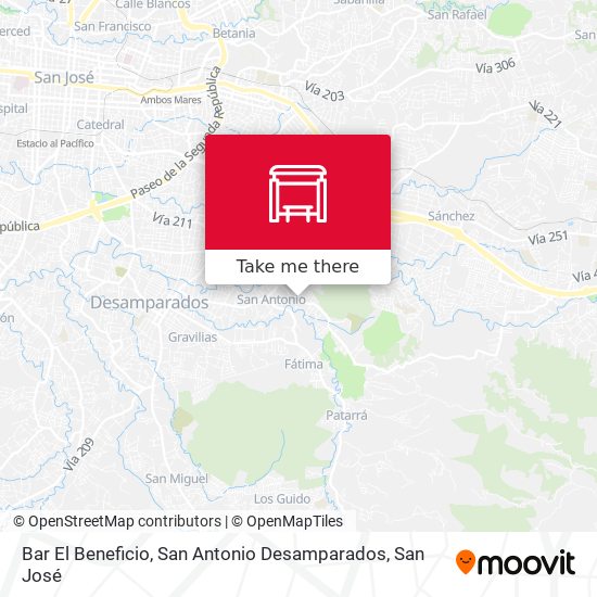 Bar El Beneficio, San Antonio Desamparados map