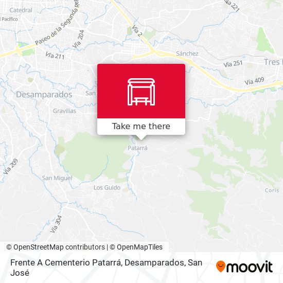 Mapa de Frente A Cementerio Patarrá, Desamparados