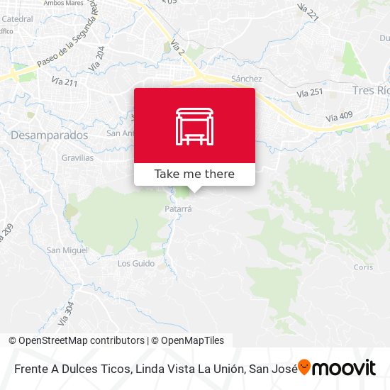 Mapa de Frente A Dulces Ticos, Linda Vista La Unión