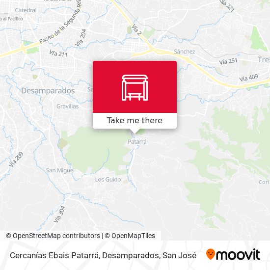 Cercanías Ebais Patarrá, Desamparados map