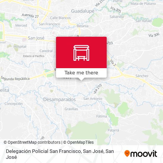 Mapa de Delegación Policial San Francisco, San José