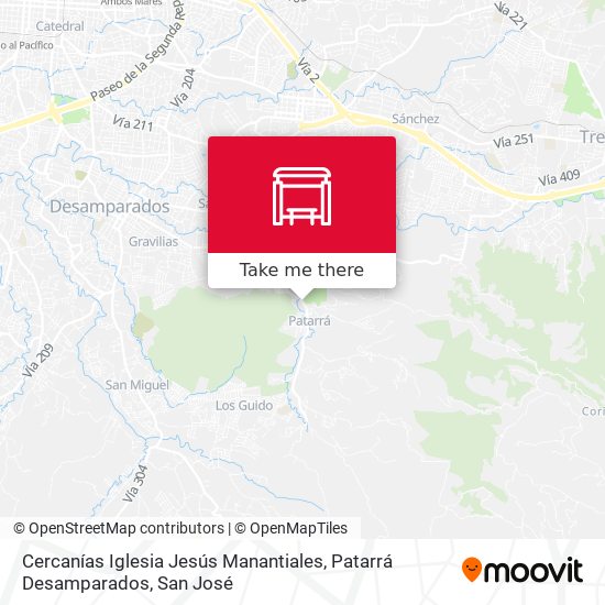 Cercanías Iglesia Jesús Manantiales, Patarrá Desamparados map
