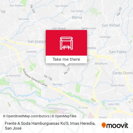 Mapa de Frente A Soda Hamburguesas Ko'S, Imas Heredia