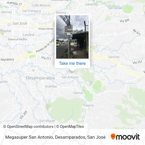 Mapa de Megasuper San Antonio, Desamparados