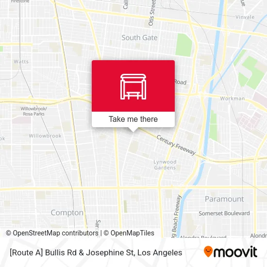 [Route A] Bullis Rd & Josephine St map