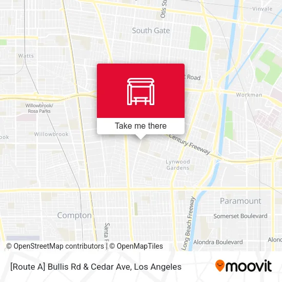 [Route A] Bullis Rd & Cedar Ave map