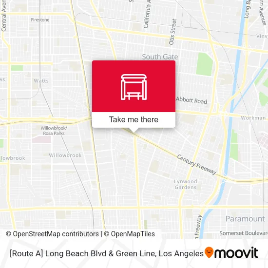 [Route A] Long Beach Blvd & Green Line map