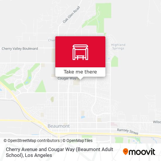 Cherry Avenue and Cougar Way Beaumont Adult School stop Routes