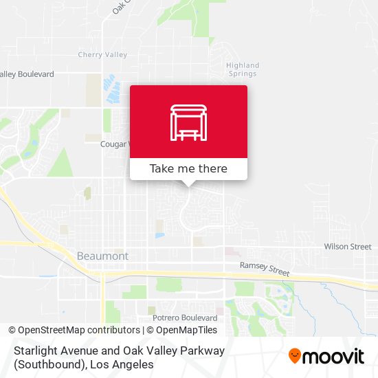 Starlight Avenue and Oak Valley Parkway  (Southbound) map