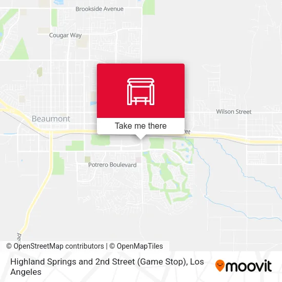 Highland Springs and 2nd Street (Game Stop) map