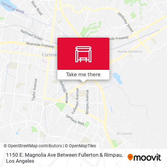 1150 E. Magnolia Ave Between Fullerton & Rimpau map